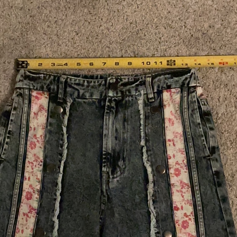 New Oli & Hali Floral Stripe Wide-Leg Jeans ~ Blue and Pink - Picture 7 of 10